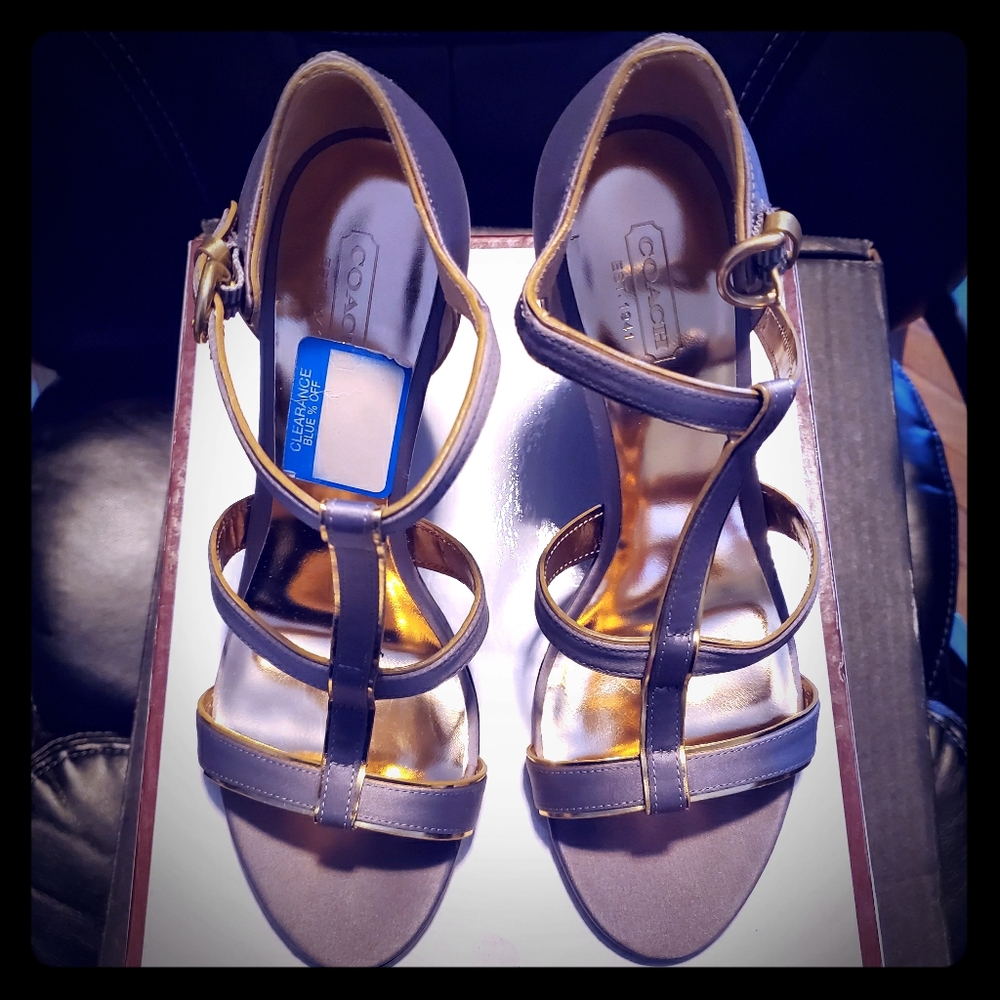 Coach Grey Wedge Sandal